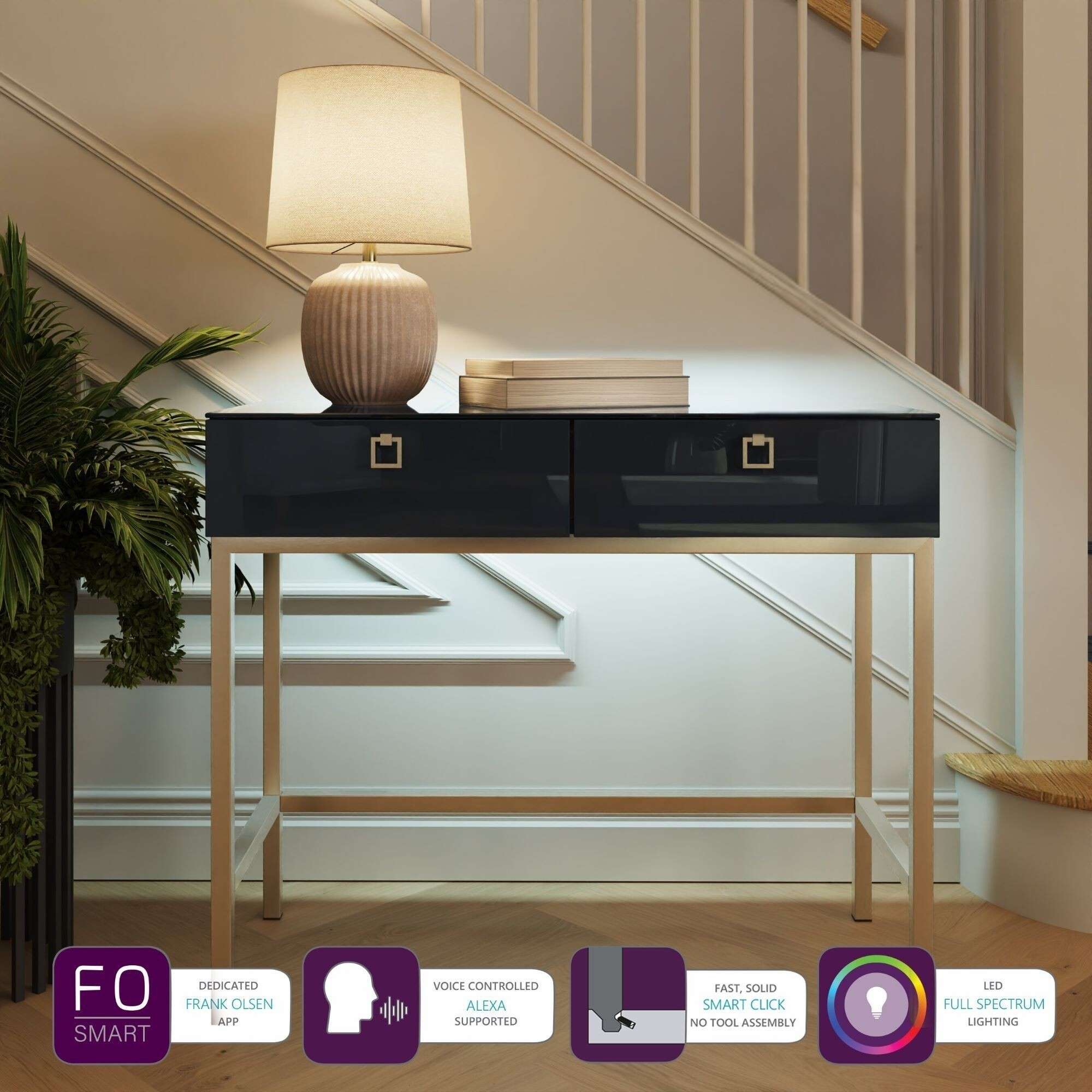 LYRA LED Console Table in Midnight Onyx | Returns