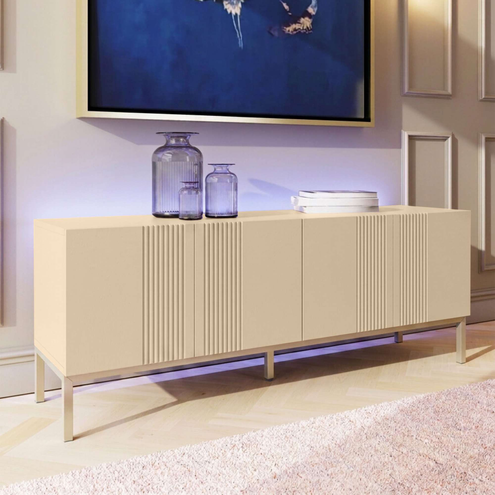 Iona LED Large TV Cabinet in Natural Stone